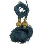 Gold Hook Turquoise Tassel Tieback - Curtain Holdback Accessory