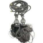 Silver Hook Mink Gray Tassel Tieback - Curtain Holdback Accessory